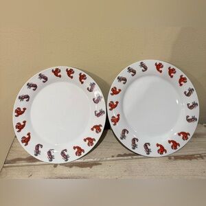 Lobster Crawfish Patterned 7 1/2” Plates - Set of 2